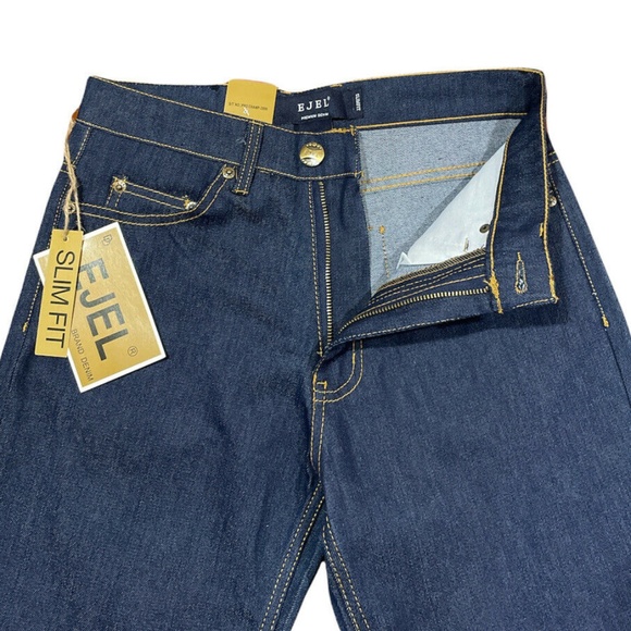 EJEL Slim Fit Straight Leg Dark Blue Contrast Stitch Unisex Jeans 30x30 | 32x30 - Picture 3 of 5